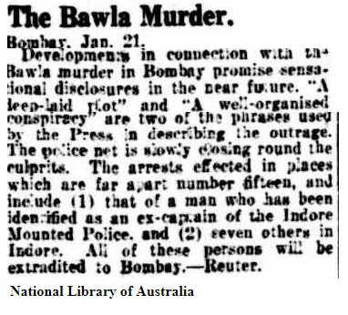 Wide press coverage of Bawla murder trial in 1925.